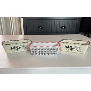 3 Disney Easter Mini Loaf Pans‎ Minnie Mouse Mickey Bakeware Bread Dish
